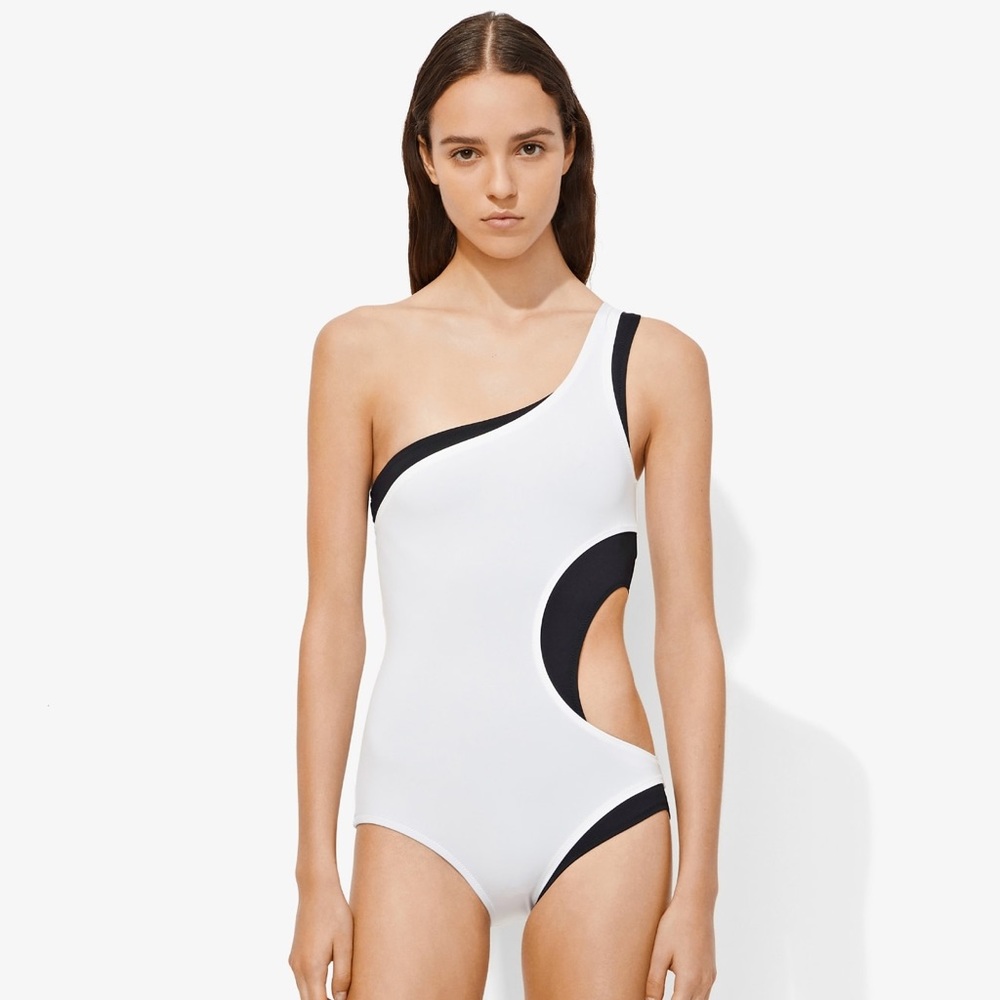 Proenza Schouler Layered One Shoulder Swimsuit